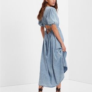 GAP Denim Blouson Cutout Maxi Dress